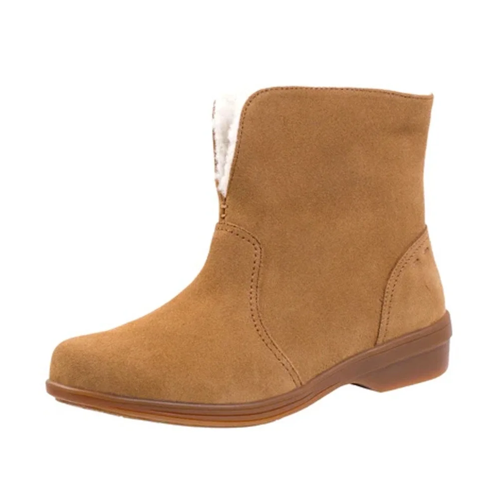 Spenco Womens Sun Valley Ankle Boots Size 8.5 Tan Suede Sherpa Lined NIB